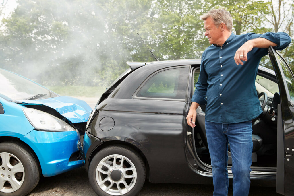 Rear-end car collision, the most frequently occuring